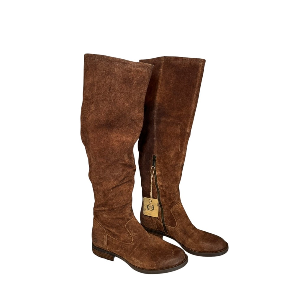Born Women's Britton Over Knee Leather Riding Boot Rust Distressed Size 7.5 NEW